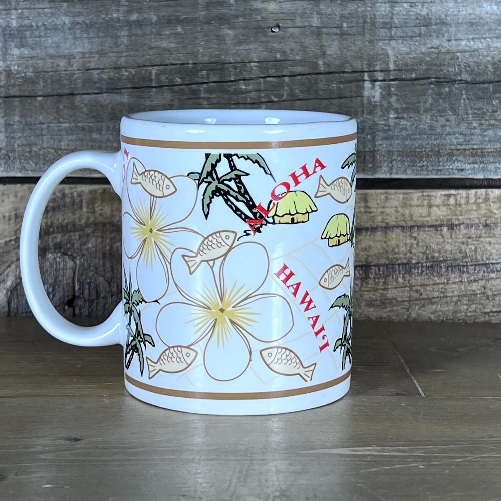 Island Heritage Coffee Cup Mug Jim Lieu White Plumeria Of Aloha Hawaii